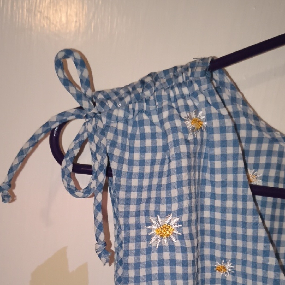 NWT Kirious | Stylish Blue Gingham Blouse with Floral Design - Picture 4 of 5